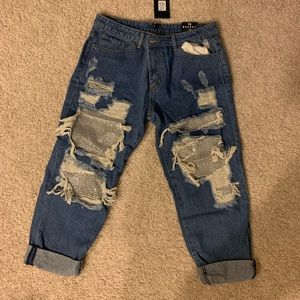 Fashion nova rhinestone boyfriend jeans